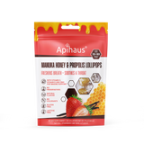 Apihaus Manuka Honey and Propolis Lollipops 20 pcs Strawberry Vanilla Flavor